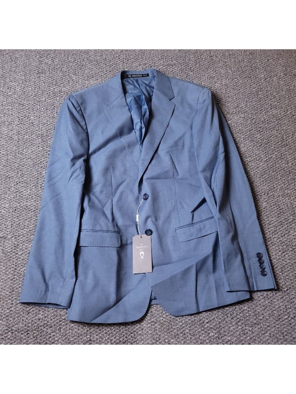 The Groomsman Suit Blazer Mens 36R Slim Fit Light Blue Jacket Supply